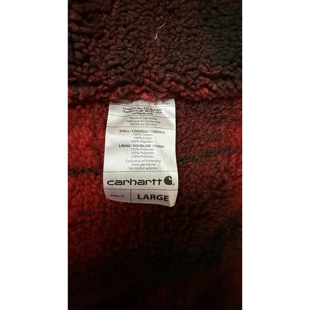 Carhartt Dog Chore Coat Insulated Fleece Vest Jacket Brown/Plaid Large